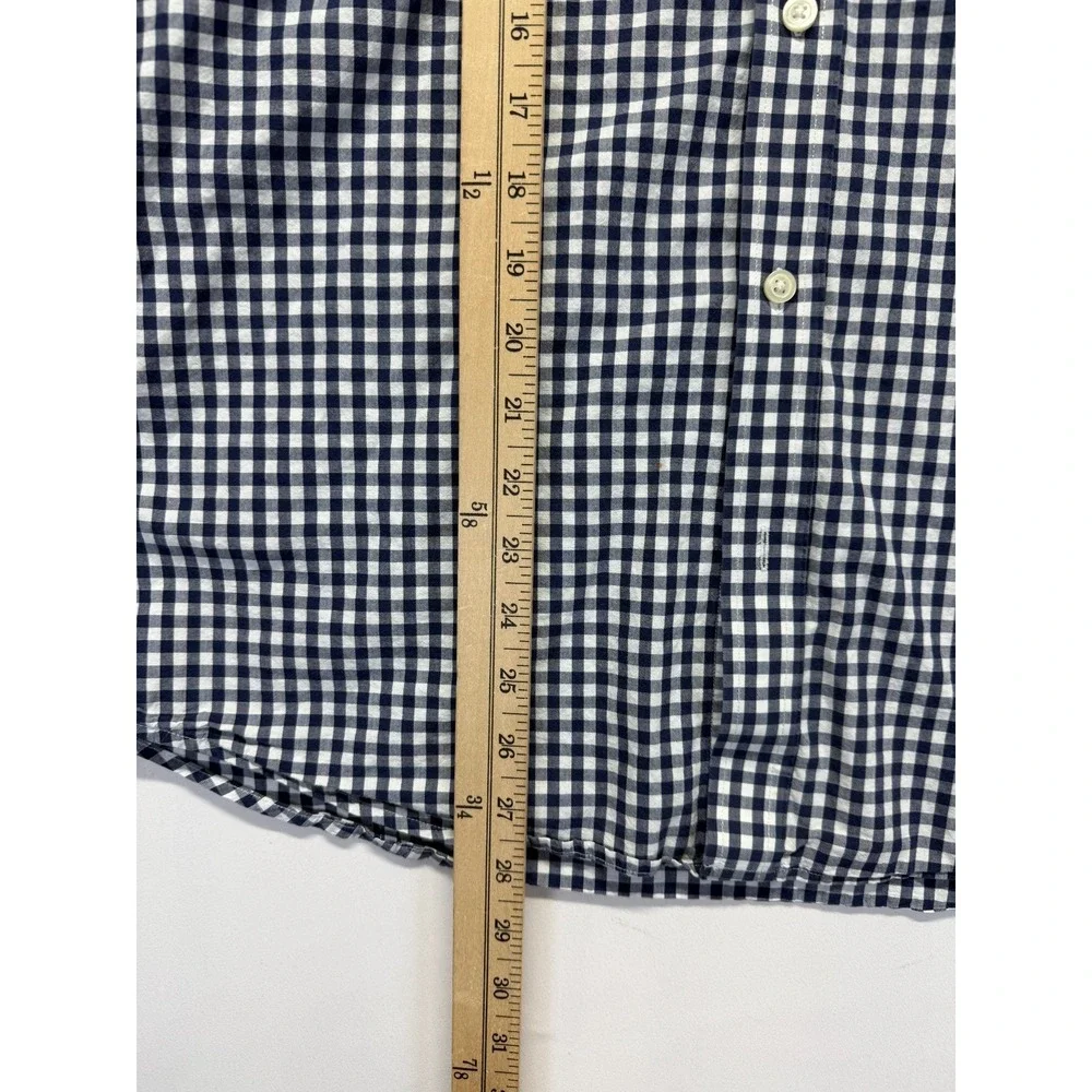 Banana Republic Soft‎ Wash Slim Fit Shirt Mens L Blue White Gingham Button Down